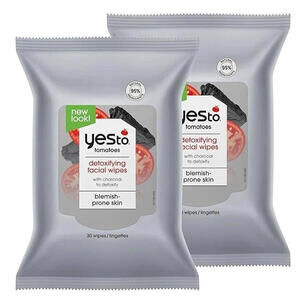 Yes To Face Wipes for Women and Men, Charcoal Facial Cleansing Wipes (2 pack)
